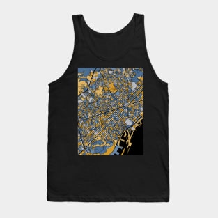 Barcelona Map Pattern in Blue & Gold Tank Top